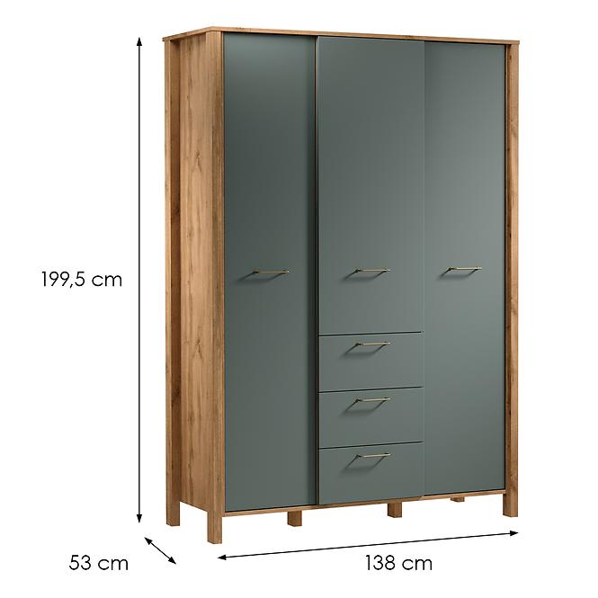 Skriňa Indygo S3D3S dub wotan-green,2