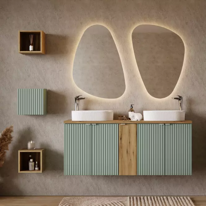 Kúpeľňová skrinka Line Reed Green 60 dvere šalvia,11