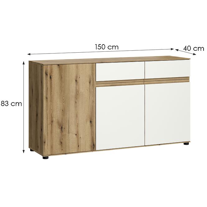 Komoda Camino 3D2S CMNK 02 dub evoke+biela platinová