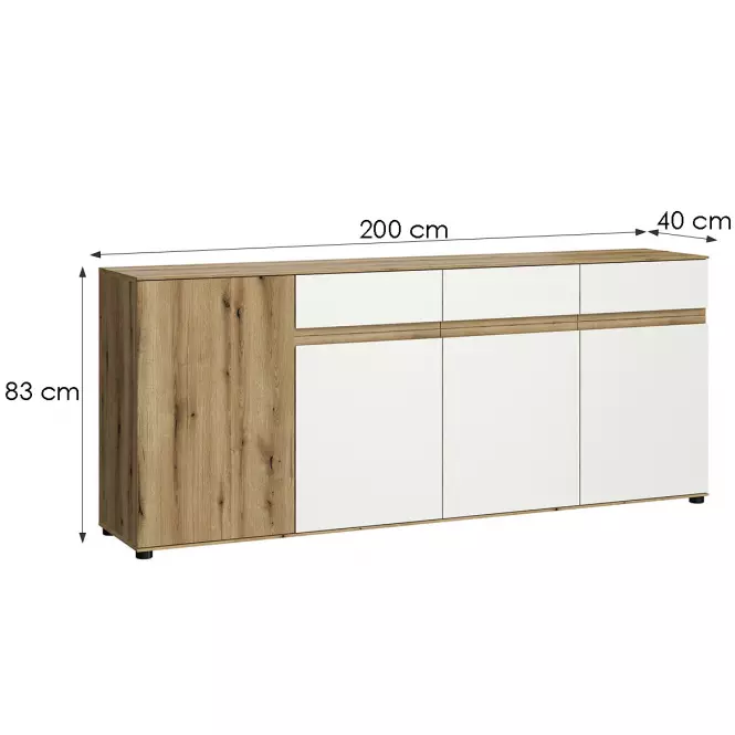 Komoda Camino 4D3S CMNK 03 dub evoke+biela platinová