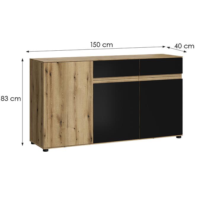 Komoda Camino 3D2S CMNK 02 dub evoke+zamatová čierna