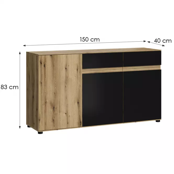 Komoda Camino 3D2S CMNK 02 dub evoke+zamatová čierna,2
