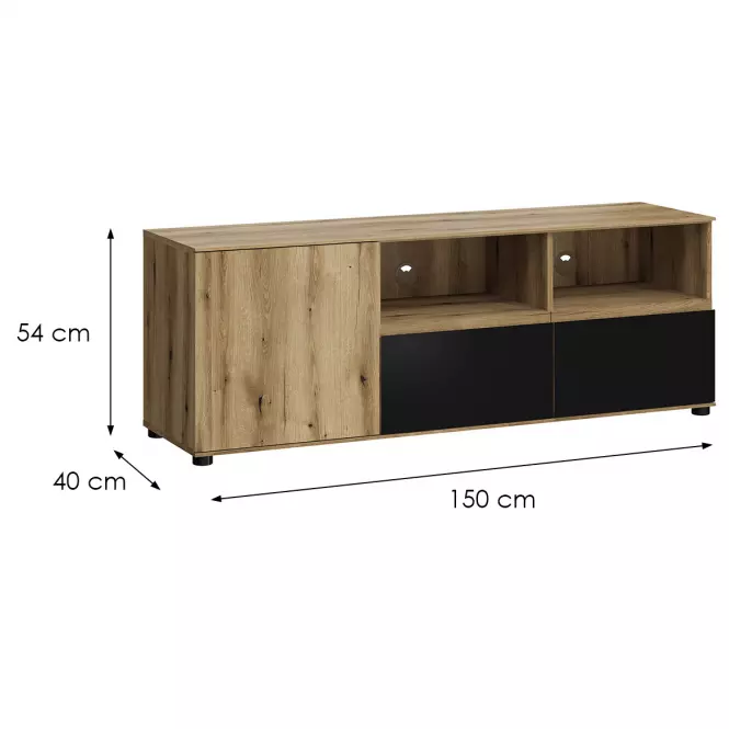 TV Stolík Camino 1D2S CMNF 01 dub evoke+zamatová čierna