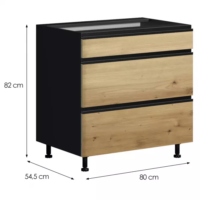 Kuchynská Skrinka Industry D80 3SZ METALBOX čierna/artisan