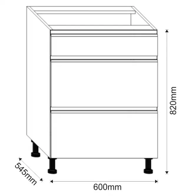 Kuchynská Skrinka Industry D60 3SZ METALBOX čierna/artisan