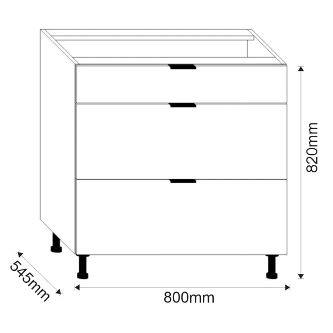 Kuchynská Skrinka LOFT II D80 3SZ METALBOX grafit,3