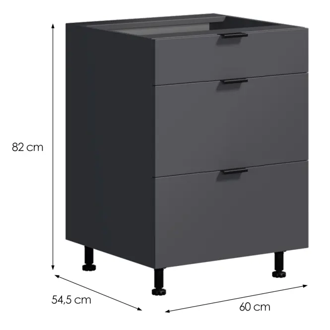 Kuchynská Skrinka LOFT II D60 3SZ METALBOX grafit,2