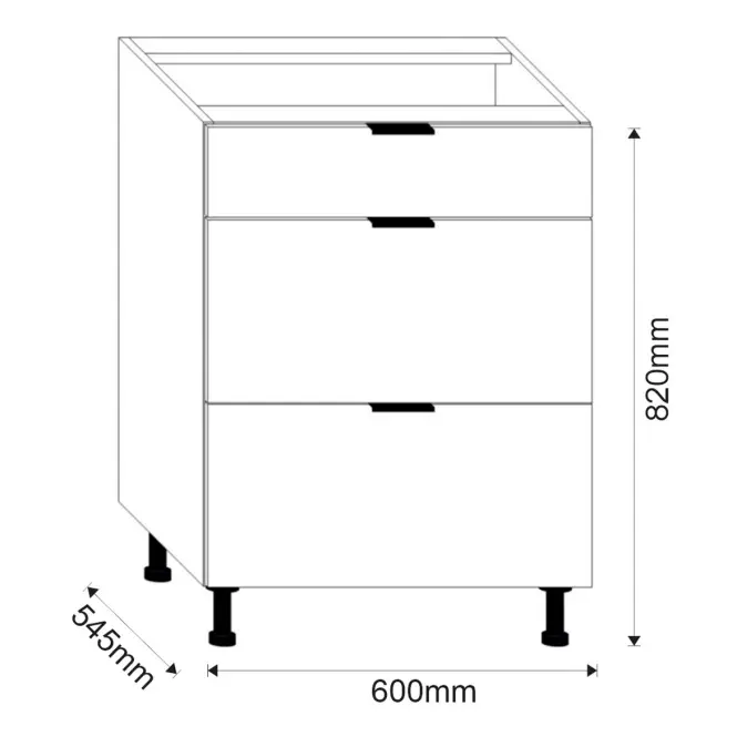 Kuchynská Skrinka LOFT II D60 3SZ METALBOX grafit,3