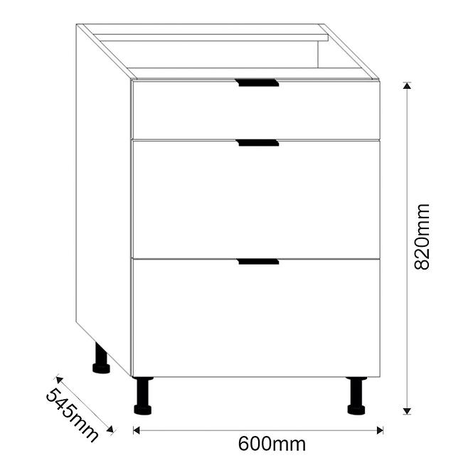 Kuchynská Skrinka LOFT II D60 3SZ METALBOX grafit,3