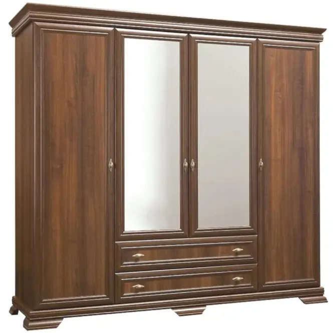 Skriňa Kora KS3 208 cm so zrkadlom - samoa king, štvordverová, zásuvky