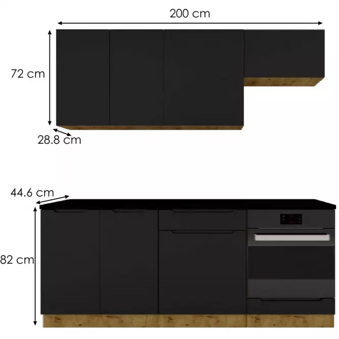 Kuchynská linka Isabel 200 čierna/artisan