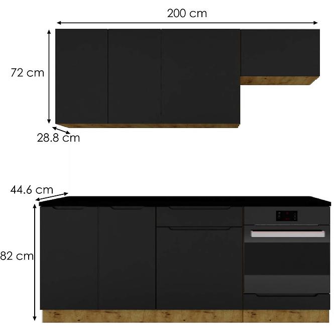 Kuchynská linka Isabel 200 čierna/artisan