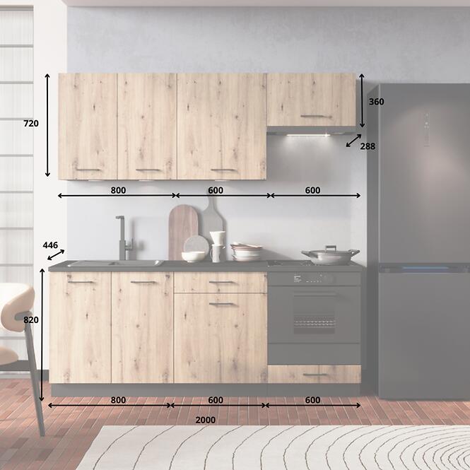 Kuchynská linka Anika 200 artisan/grafit,4