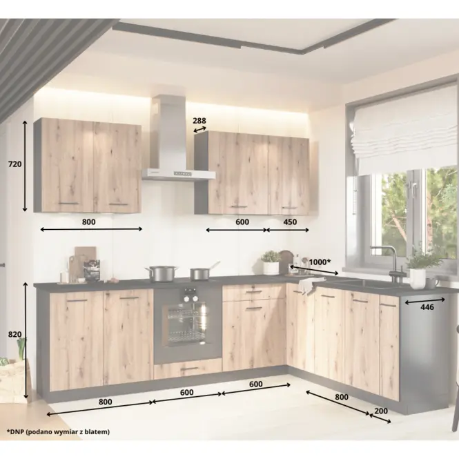 Kuchynská linka Anika 200/260 artisan/grafit,3