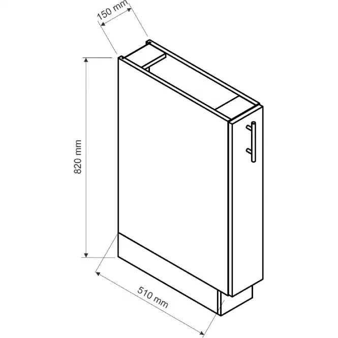 Kuchynská skrinka Anika D15 Cargo + Kôš grafit/grafit,2