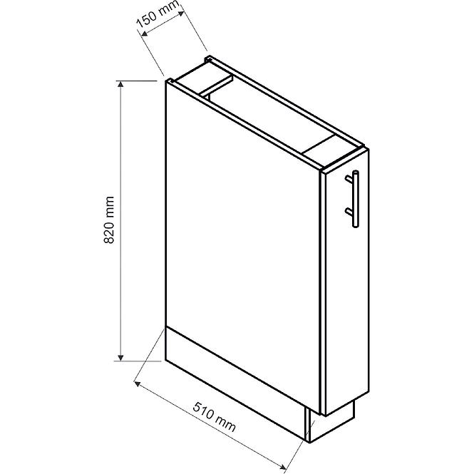 Kuchynská skrinka Anika D15 Cargo + Kôš grafit/grafit,2