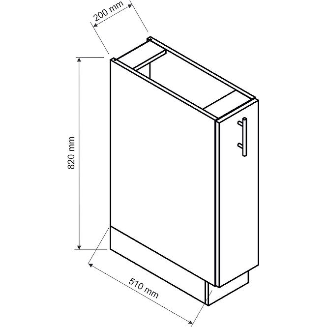 Kuchynská skrinka Anika D20 Cargo + Kôš grafit/grafit,2