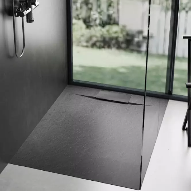 Vanička štvorcová Bazalt black 90x90,6