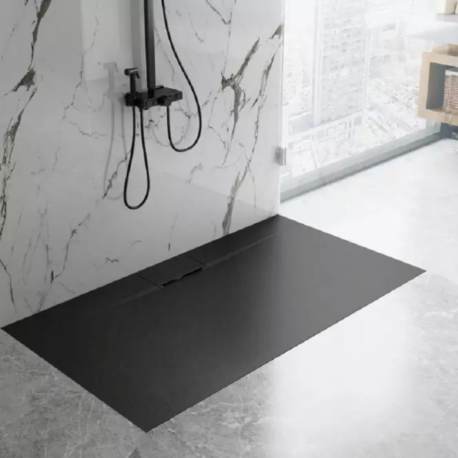 Vanička obdĺžniková Bazalt Long black 80x100,5