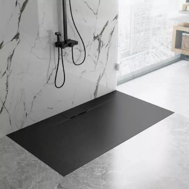 Vanička obdĺžniková Bazalt Long black 80x120,4