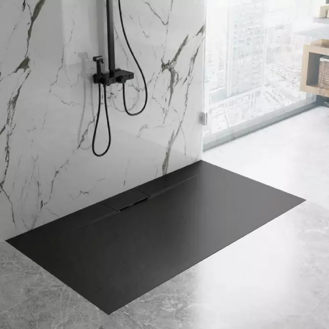 Vanička obdĺžniková Bazalt Long black 90x120,5