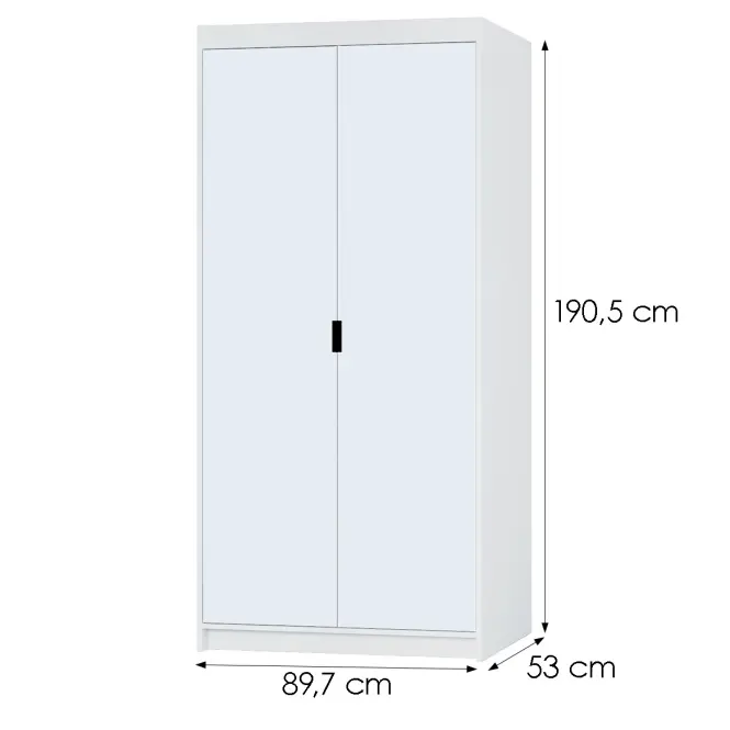Skriňa Elena 90 cm so zrkadlom – biela, dvojdverová,2