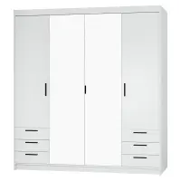 Skriňa Elena 4D 6S biela/zrkadlo