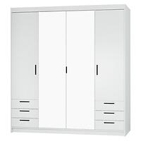 Skriňa Elena 4D 6S biela/zrkadlo