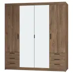 Skriňa Elena 4D 6S dub lefkas/zrkadlo