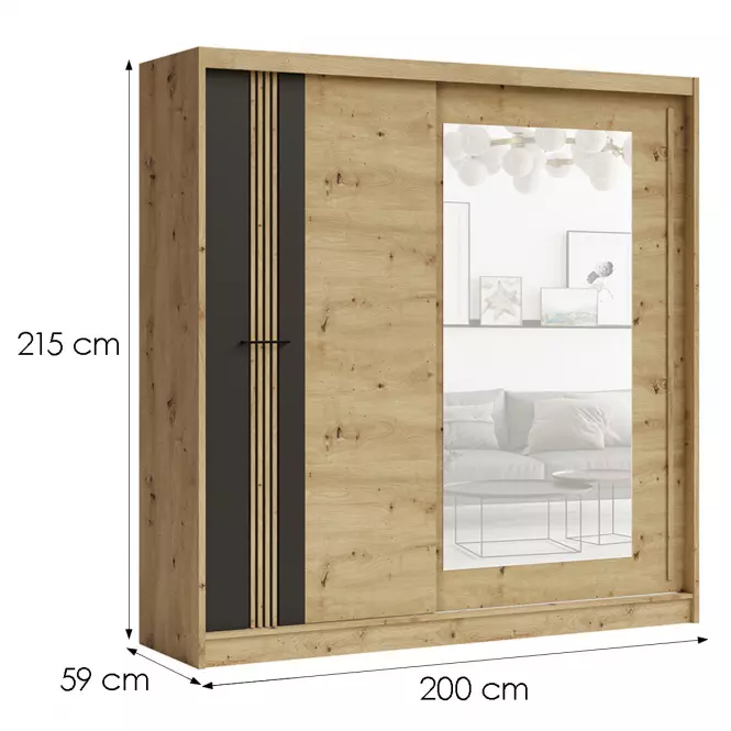 Skriňa Molto ML-200 artisan/čierna