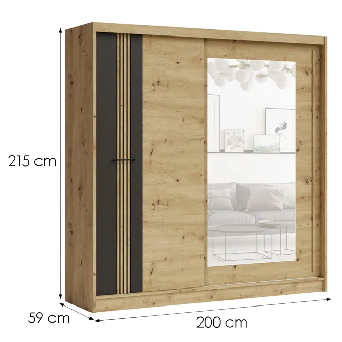 Skriňa Molto ML-200 artisan/čierna,2
