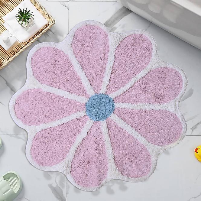 Kúpeľňový koberček Fi 70cm ružový Cotton Floral