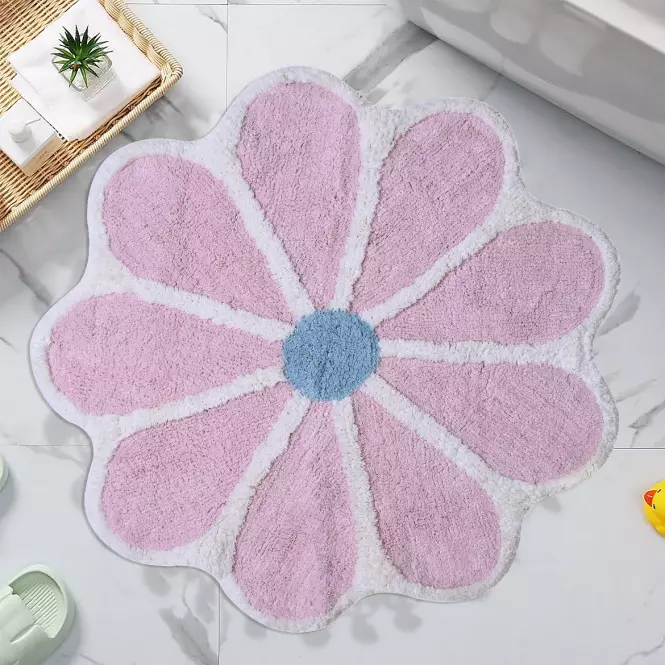 Kúpeľňový koberček Fi 70cm ružový Cotton Floral,4