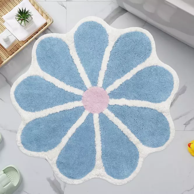 Kúpeľňový koberček Fi 70cm modrý Cotton Floral