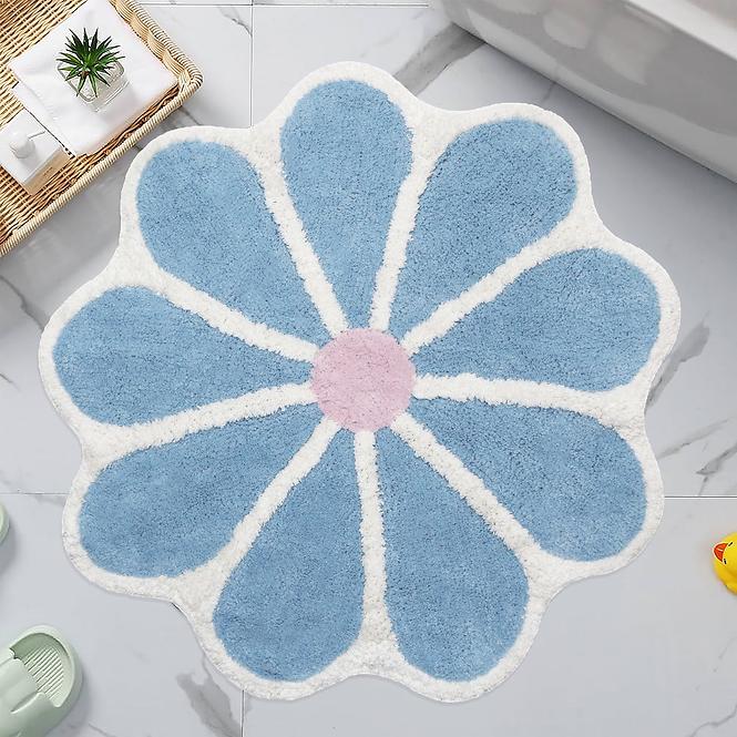 Kúpeľňový koberček Fi 70cm modrý Cotton Floral