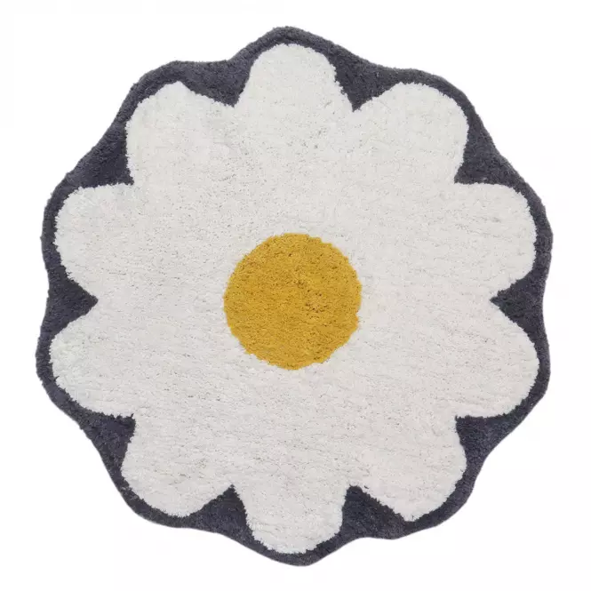Kúpeľňový koberček Ø60cm biely Cotton Floral