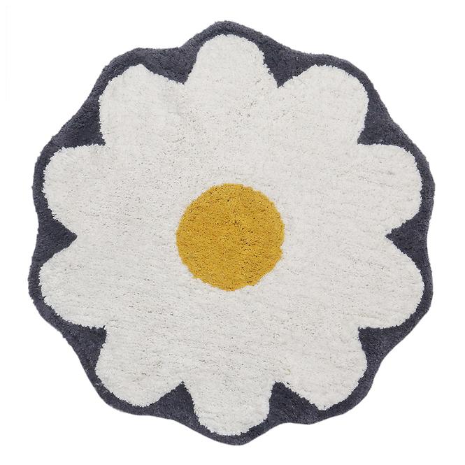 Kúpeľňový koberček Ø60cm biely Cotton Floral