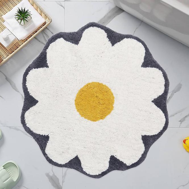 Kúpeľňový koberček Ø60cm biely Cotton Floral