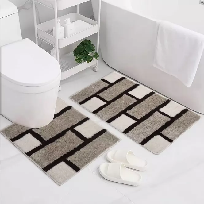 Set kúpeľňových koberčekov 50x80+55x45 cm hnedé tehly,3