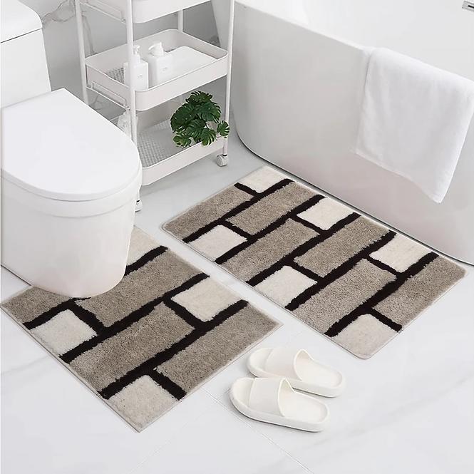 Set kúpeľňových koberčekov 50x80+55x45 cm hnedé tehly,3