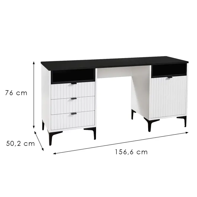 Písací Stôl Fabio 1D3S doska čierna,2