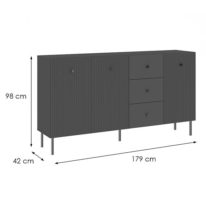 Komoda Viena 3D3S antracit
