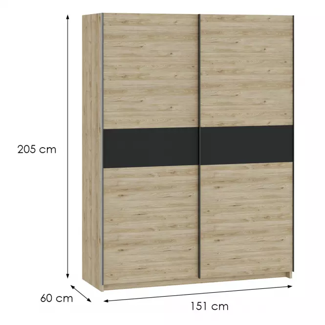 Skriňa Berno 150 jackson hickory/antracyt