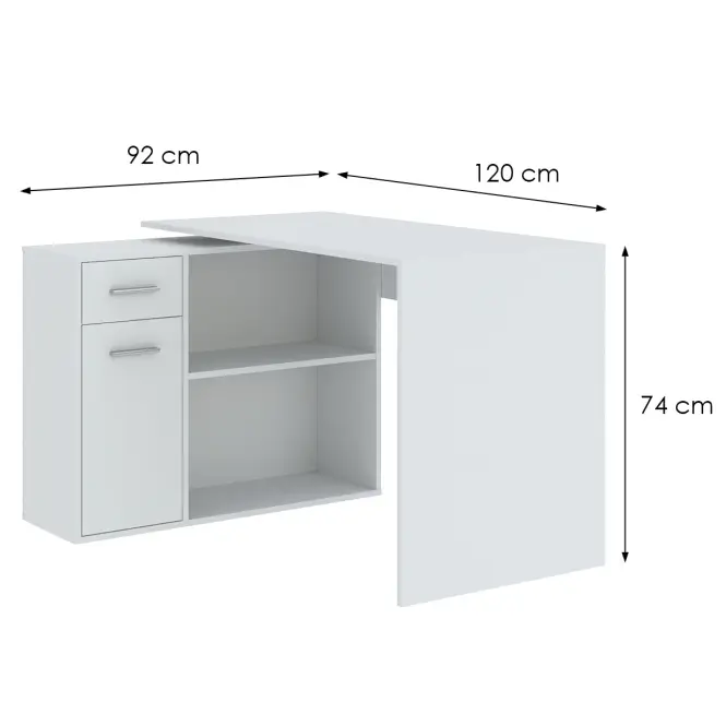 Písací Stôl Nash 1D1S biela,2