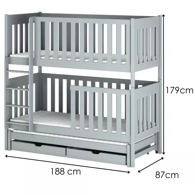 Posteľ Emilka 80x180 grey,2