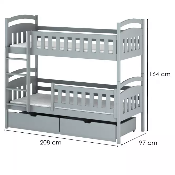 Posteľ Ignas 90x200 grey,2