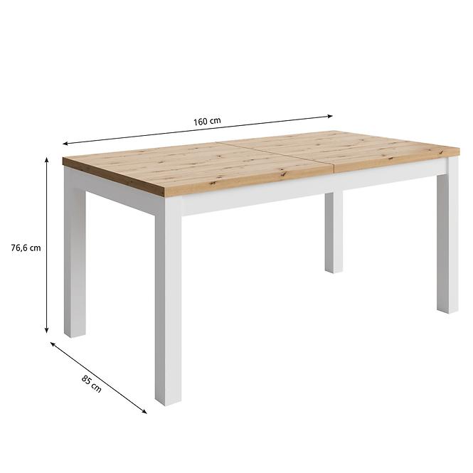 Stôl Agat 160+2x40 artisan/biela