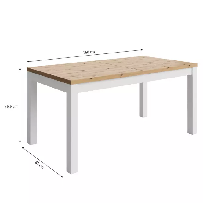 Stôl Agat 160+2x40 artisan/biela,2