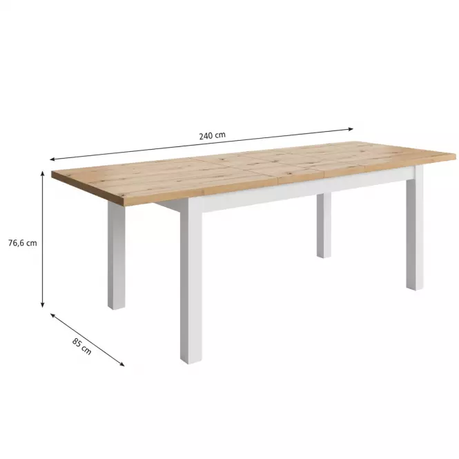 Stôl Agat 160+2x40 artisan/biela
