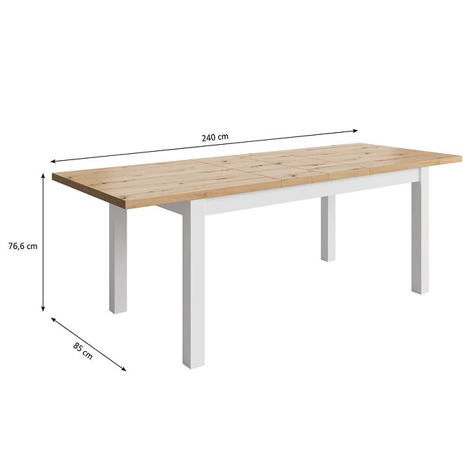 Stôl Agat 160+2x40 artisan/biela